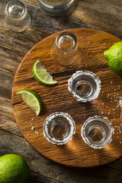 Alkoholic Tequila Shots Lime Salt — Stok Foto