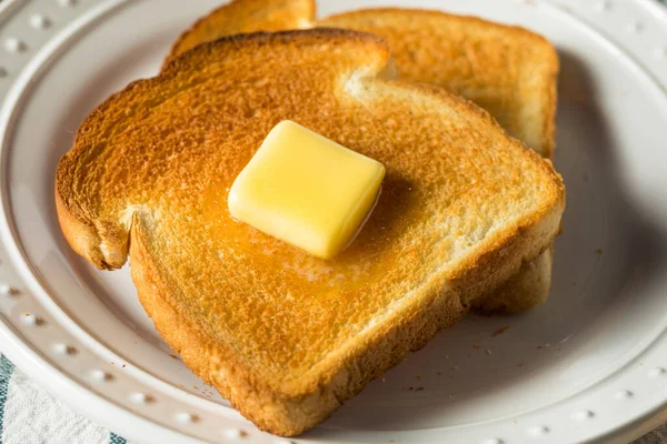 Zelfgemaakte Warme Boterham Voor Ontbijt Een Bord — Stockfoto