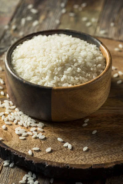 Arroz Branco Seco Orgânico Cru Uma Tigela — Fotografia de Stock