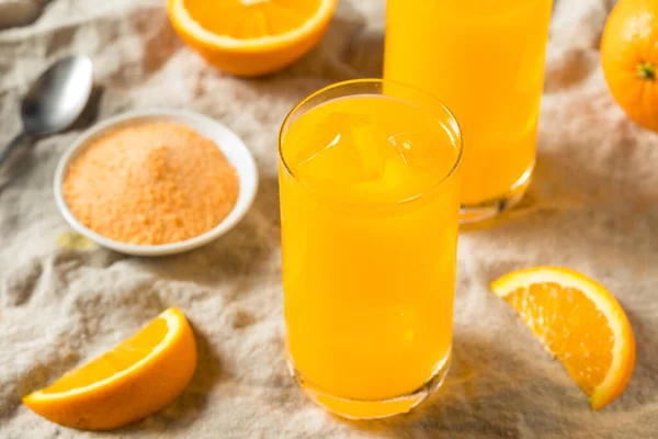 Sweet Refreshing Powdered Orange Drink Glass — Stock Photo, Image