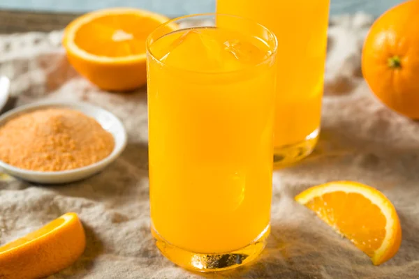Sweet Refreshing Powdered Orange Drink Glass — Stock Photo, Image