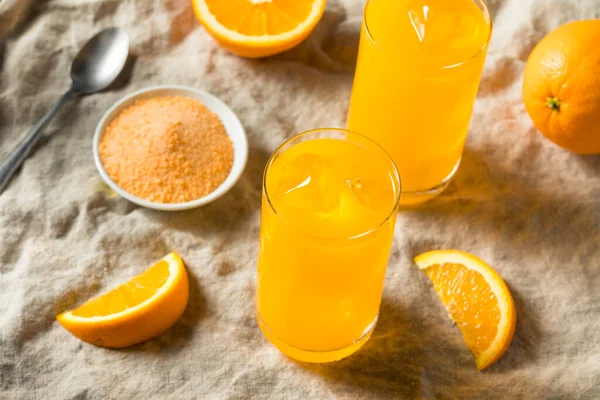 Sweet Refreshing Powdered Orange Drink Glass — Stock Photo, Image