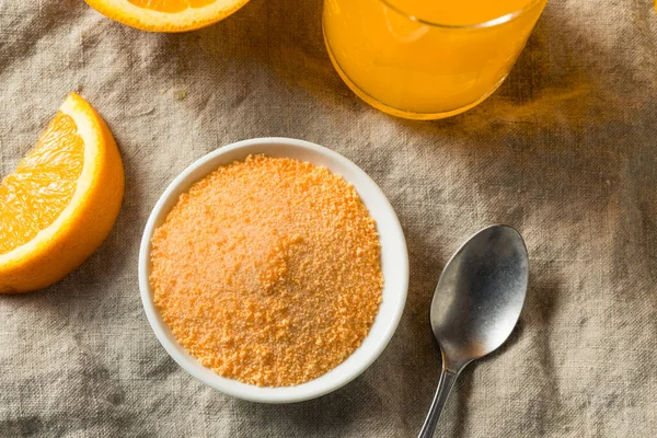 Dulce Refrescante Bebida Naranja Polvo Vaso — Foto de Stock