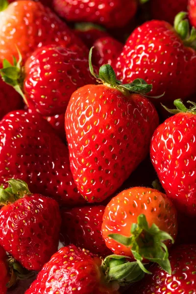 Raw Red Organic Strawberries Bunch — Stock Photo, Image