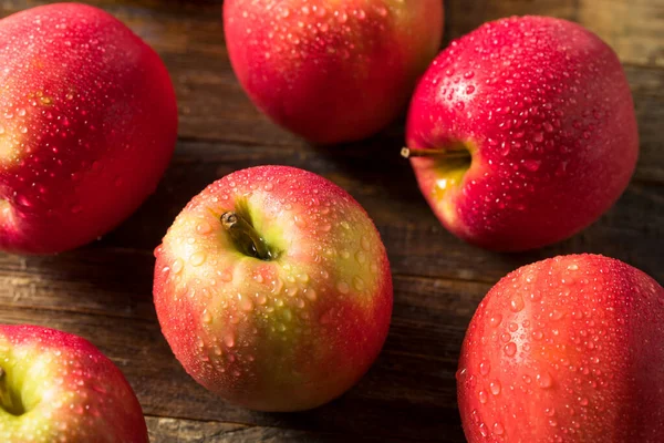 Raw Organic Mere Fuji Roșii Într Grămadă — Fotografie, imagine de stoc