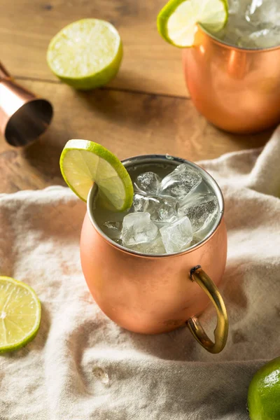 Vodka Maison Moscou Mule Avec Bière Gingembre Chaux — Photo