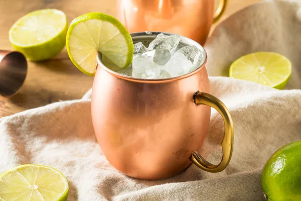 Homemade Vodka Moscow Mule Ginger Beer Lime — Stock Photo, Image