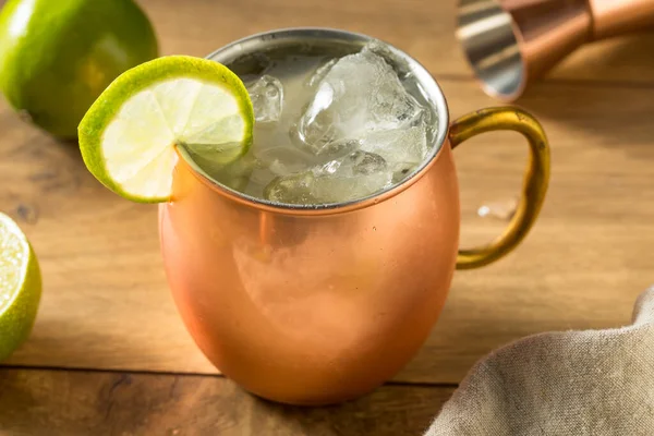 Homemade Vodka Moscow Mule Ginger Beer Lime — 스톡 사진