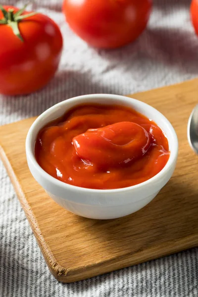 Sweet Organic Red Tomato Ketchup Bowl — стоковое фото