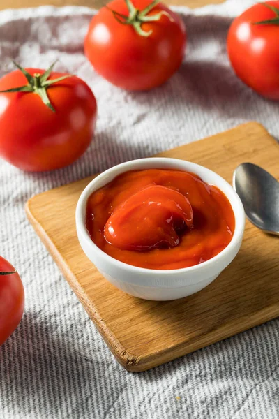 Sweet Organic Red Tomato Ketchup Bowl — стоковое фото