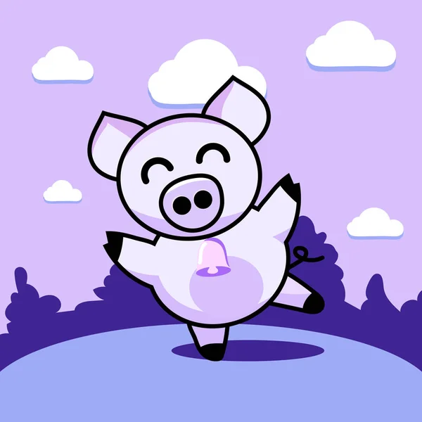 Весёлая танцующая свинья — стоковый вектор