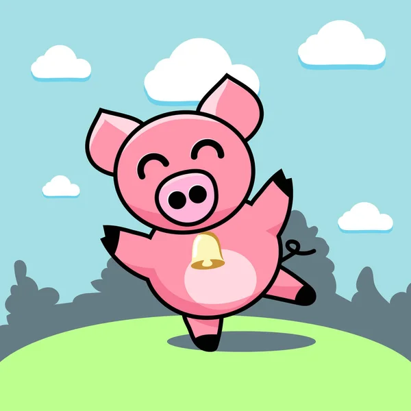 Cochon dansant joyeux — Image vectorielle
