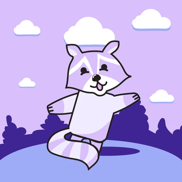 Joyeux raton laveur violet — Image vectorielle