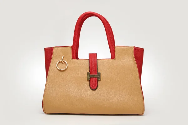 Beige red female handbag — Stock Photo, Image