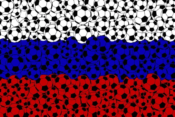 Прапор Росії, що складається з футбольні м'ячі — стоковий вектор