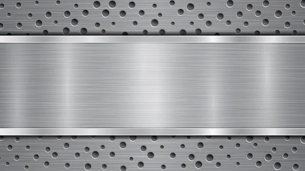 Metallhintergrund mit Löchern und einer polierten Platte — Stockvektor