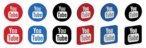 Conjunto de iconos de logotipo de YouTube — Vector de stock