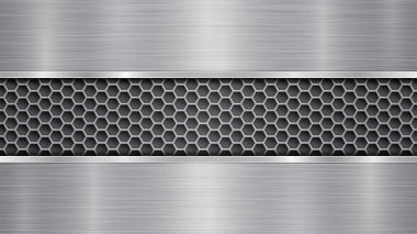 Delikli metal arkaplan ve iki cilalı tabak