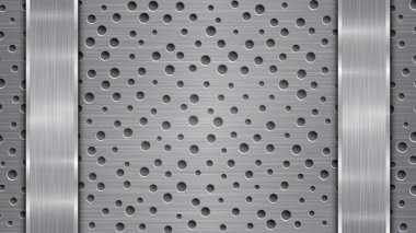 Delikli metal arkaplan ve iki cilalı tabak