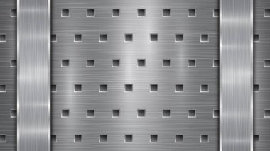 Delikli metal arkaplan ve iki cilalı tabak