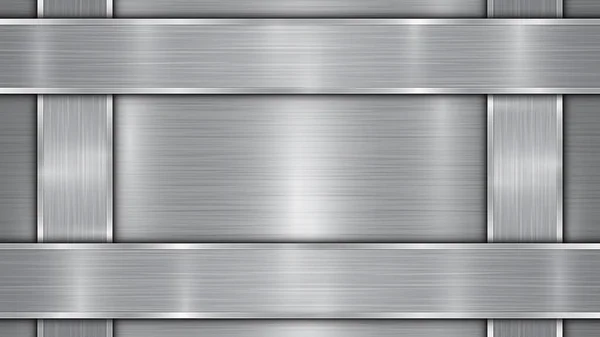 Metallhintergrund mit vier polierten Platten — Stockvektor