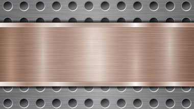 Gümüş kaplama metalik yüzey delikli yatay bronz plaka metal desenli, parıltılı ve parlak kenarlı