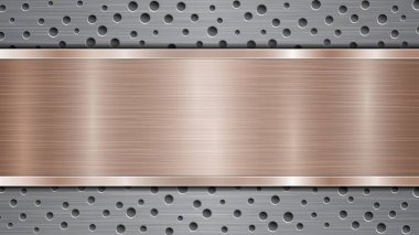 Gümüş kaplama metalik yüzey delikli yatay bronz plaka metal desenli, parıltılı ve parlak kenarlı