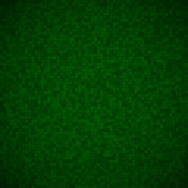 Koyu yeşil renkli küçük kare veya piksellerin soyut arkaplanı