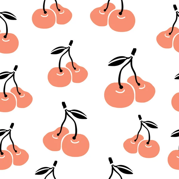 Hand drawn seamless pattern with cherries