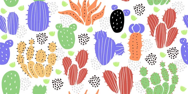Naadloos patroon met cactussen, vetstoffen — Stockvector