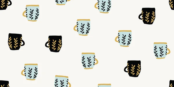 Modèle sans couture avec des tasses de café, scandinave — Image vectorielle