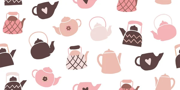 Cute garnki herbaty bezszwowe wzór skandynawski — Wektor stockowy