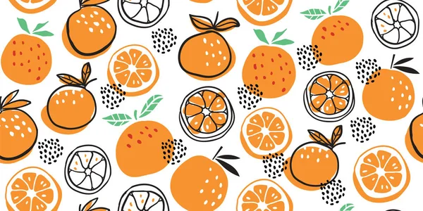 Стильный цитрусовые апельсины фрукты бесшовный шаблон — стоковый вектор