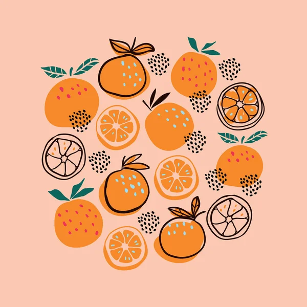 Стильные цитрусовые апельсины круглая постер — стоковый вектор