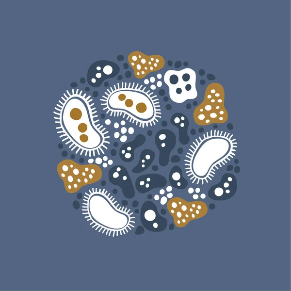 세균 바이러스동그란 삽화, 최소화 — 스톡 벡터