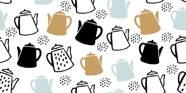 Pots à thé mignons motif sans couture scandinave — Image vectorielle
