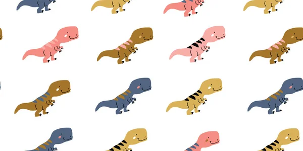 Scandinavian dino t-rex dinosaur seamless pattern — Stock Vector