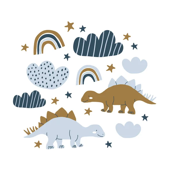 Handdrawn dinosaur scandinavian style illustration — Stock Vector