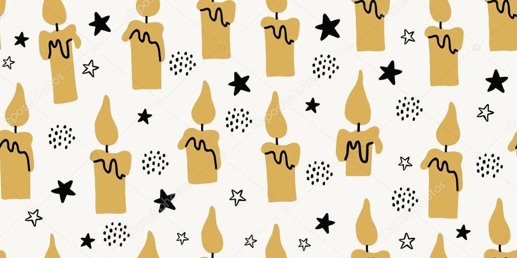 Vector seamless pattern with flying candles