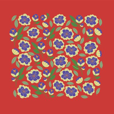 Bahar çiçeklerinin açtığı kare pankart.