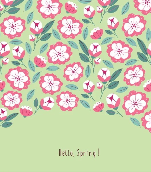 Postcard with spring flowers in bloom — Stock Vector