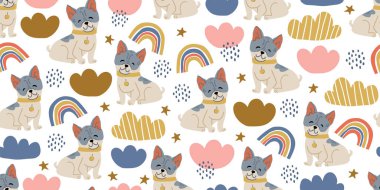 Şirin buldoglarla kusursuz bir şablon.