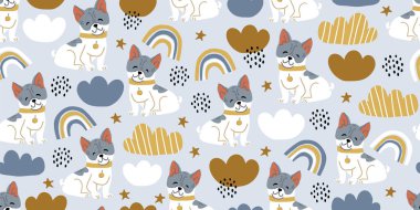 Şirin buldoglarla kusursuz bir şablon.