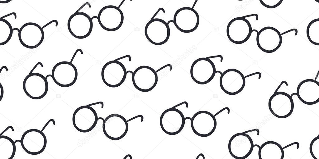 Seamless pattern with round eyeglasses