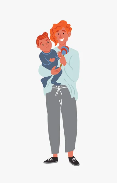 Mutter hält ein Kind mit Sitzsack, Familie — Stockvektor