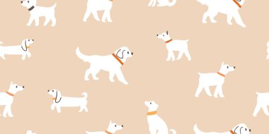 Sevimli beyaz köpeklerle kusursuz desen