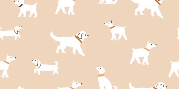 Naadloos patroon met schattige witte honden — Stockvector