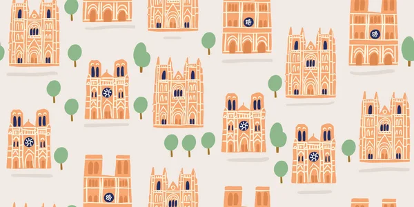 seamless pattern - old eauropean gothic cathedral