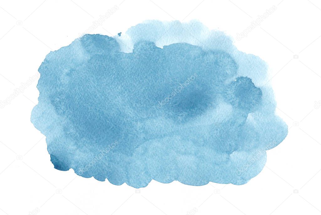 Blue watercolor background. Art hand paint.