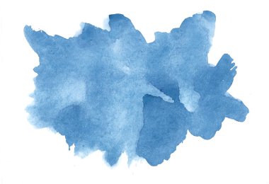 El çizimi mavi suluboya sıçrama dokusu izole.